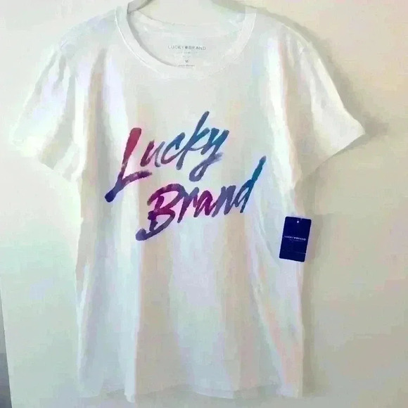 Lucky Brand White Graphic Tee Sz M - Picture 1 of 6